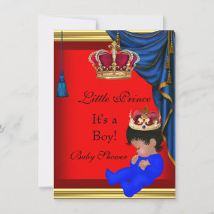 Invitation Élégante Baby Shower Garçon Bleu Rouge Petit Princ