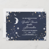 Invitation Élégante Baby Shower Lune Croissante Céleste (Devant)