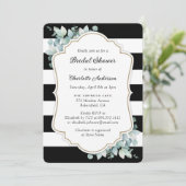 Invitation Élégante Baby Shower Noir et Blanc avec Feuillage (Debout devant)