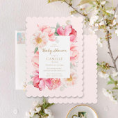 Invitation élégante Baby shower rose