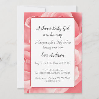 Invitation Élégante Baby shower Rose Rose
