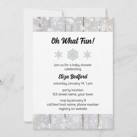 Invitation Élégante Baby shower Snowflake (Devant)
