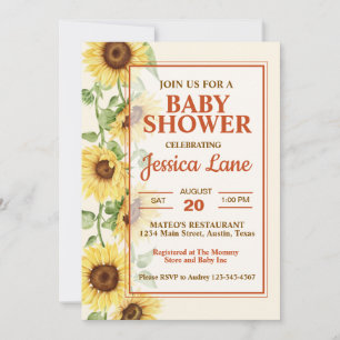 Invitation Élégante Baby Shower Tournesol