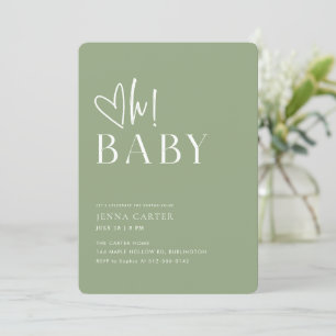 Invitation Élégante Baby Shower Vert Sauge Classique