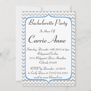 Invitation Élégante Bachelorette Bachelorette Bleue et Grey C