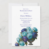 Invitation Élégante Bachelorette Florale Turquoise Bleu (Devant)