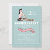 Invitation Élégante Bachelorette noire Turquoise rétro Vintag (Devant)