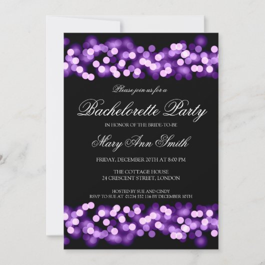Invitation Élégante Bachelorette Party Hollywood Glam violet (Devant)
