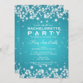 Invitation Élégante Bachelorette Party Winter Sparkle Turquoi (Devant / Derrière)