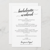 Invitation Élégante Bachelorette Week-end Itinéraire Invitati (Devant / Derrière)