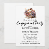 Invitation Élégante bague de mariage, partie d'engagement (Devant / Derrière)