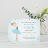 Invitation Elégante Ballerina Blue Silver Star | Fille Annive (Debout devant)