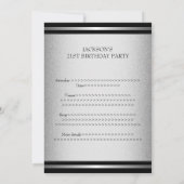 Invitation Élégante bande d'argent noir 21e anniversaire mâle (Dos)