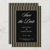Invitation Élégante bande noire et verte Enregistrer la date (Devant / Derrière)