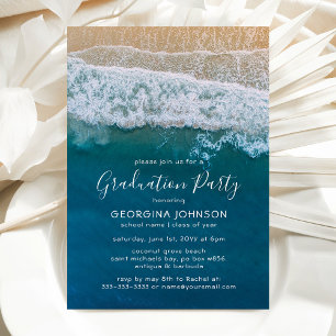 Invitation Elégante Beach Blue Ocean Graduation Party