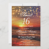 Invitation Élégante Beach String Lights Summer Anniversaire P (Devant)