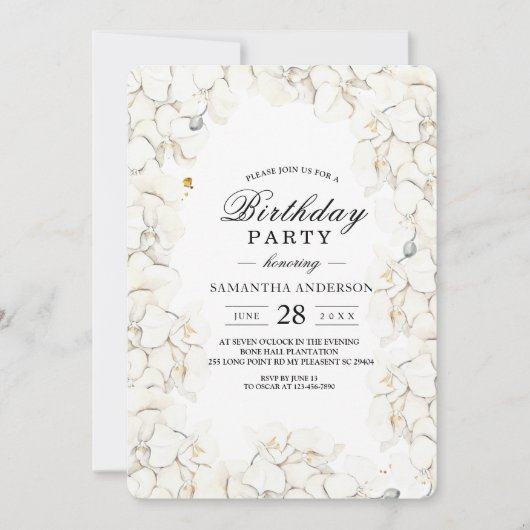 Invitation Elégante Beauté Orchidées Blanches Cadre (Devant)