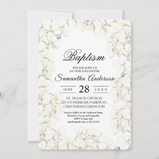 Invitation Elégante Beauté Orchidées Blanches Cadre (Devant)