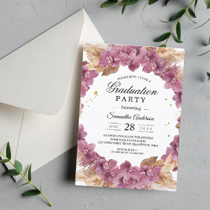 Invitation Elégante Beauté Rose Aquarelle Orchidée & Pampas