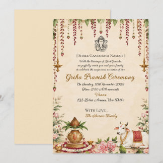 Invitation élégante beige aquarelle pour Grihaprav