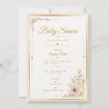 Invitation élégante beige pour baby shower