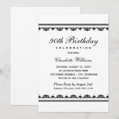 Invitation Elégante Black 90th Birthday Party Fête (Devant / Derrière)
