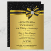 Invitation Élégante Black and Gold Bow 50e anniversaire (Devant / Derrière)