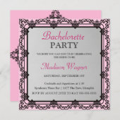 Invitation Élégante Black Border Bachelorette Party Invitatio (Devant / Derrière)