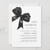 Invitation Élégante Black Bow 2025 Graduate Photo Party (Dos)