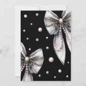 Invitation Elégante Black Bow et Pearl Birthday Party (Dos)