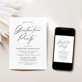 Invitation Élégante Black Calligraphy Script Graduation Party
