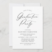 Invitation Élégante Black Calligraphy Script Graduation Party (Devant)