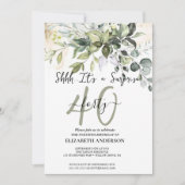 Invitation Élégante Black Calligraphy Surprise Party (Devant)