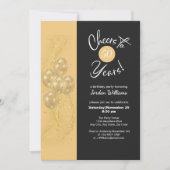 Invitation Elégante Black Cheers à 50 ans fête d'anniversaire (Devant)