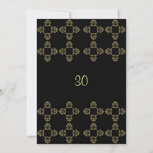 Invitation Elégante Black Gold 30th Birthday Party (Devant)