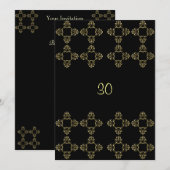 Invitation Elégante Black Gold 30th Birthday Party (Devant / Derrière)