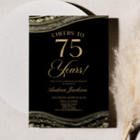 Elégante Black Gold Agate 75e fête d'anniversaire