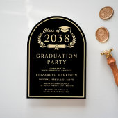 Invitation Élégante Black Gold College Graduation Party