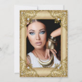 Invitation Elégante Black Gold Cream Photo Anniversaire (Dos)