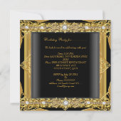 Invitation Elégante Black Gold Diamond Jewel Anniversaire (Dos)