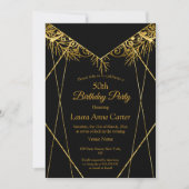 Invitation Elégante Black Gold Faux Foil 50e fête d'anniversa (Devant)