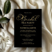 Invitation Élégante Black Gold Foil Script Bridal Tea Party