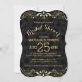 Invitation Elégante Black & Gold Lace Bridal Shower Invitatio (Devant)