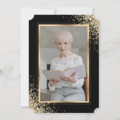 Invitation Elégante Black Gold Photo Célébration de la vie (Dos)