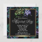 Invitation Élégante Black Gold Purple Masquerade Party (Dos)