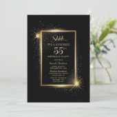 Invitation Elégante Black Gold Surprise 55e fête d'anniversai (Debout devant)