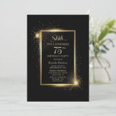Invitation Elégante Black Gold Surprise 75e fête d'anniversai (Debout devant)