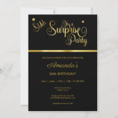 Invitation Elégante Black & Gold Surprise fête d'anniversaire (Devant)