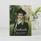 Invitation Élégante Black Green Photo Party (Debout devant)