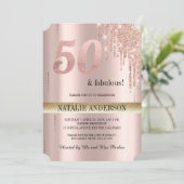 Invitation Elégante Black rose Gold Parties scintillant 50e a (Debout devant)